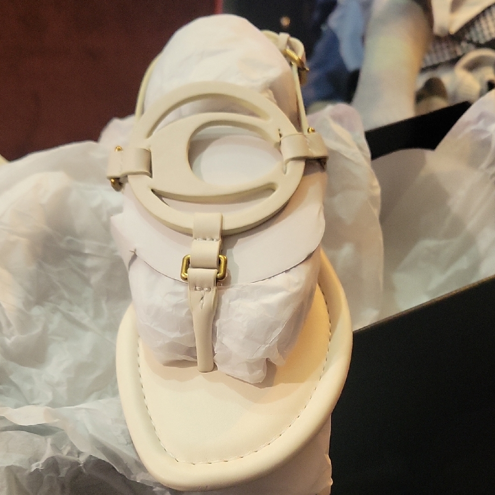 Coach Ivory Sandals with Gold Details - Picture 1 of 6